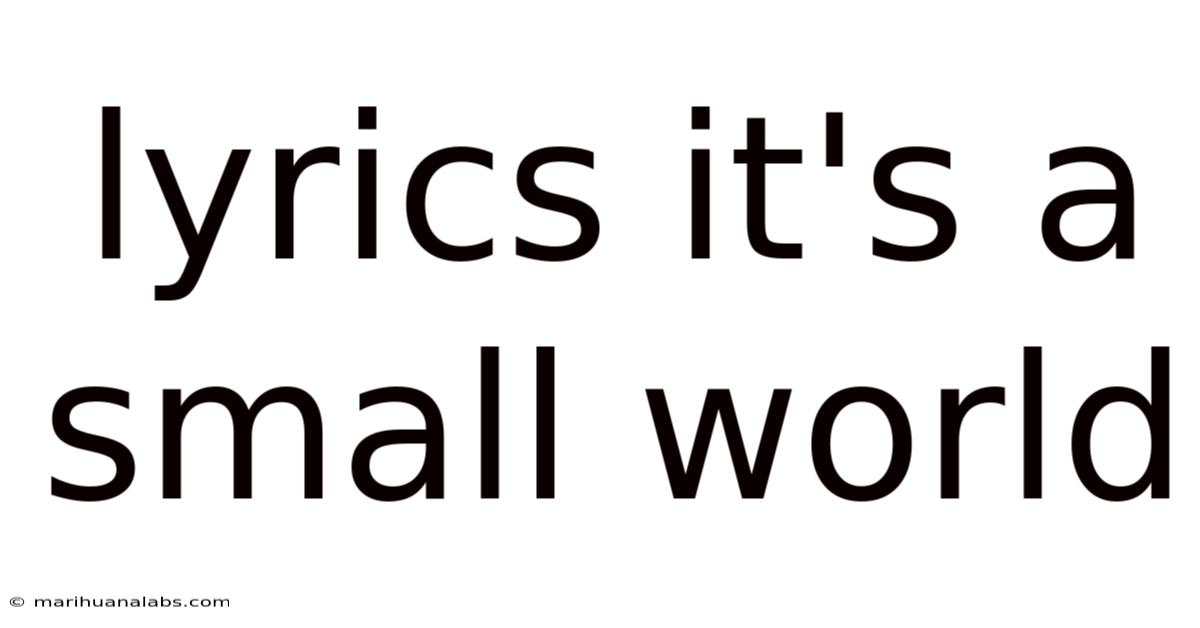 Lyrics It's A Small World