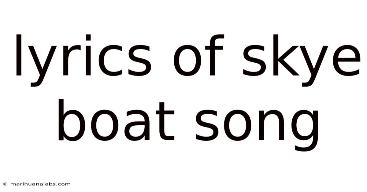 Lyrics Of Skye Boat Song