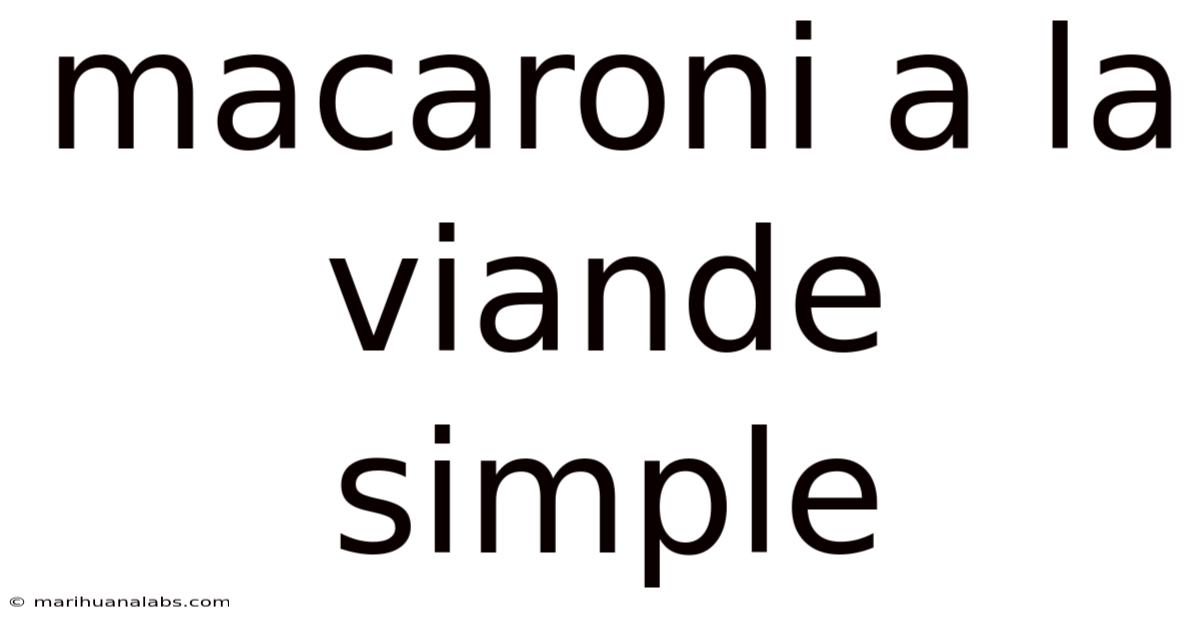 Macaroni A La Viande Simple
