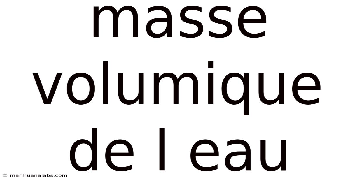 Masse Volumique De L Eau