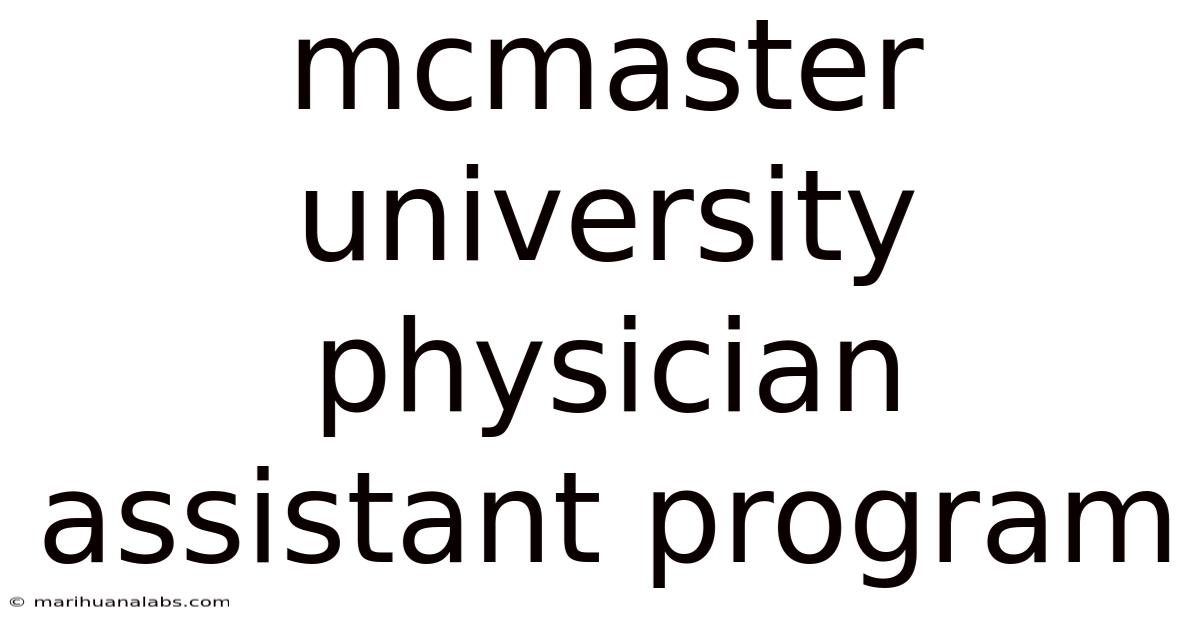 Mcmaster University Physician Assistant Program