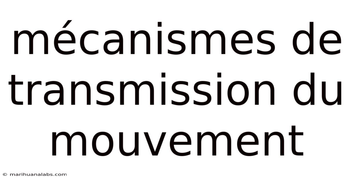 Mécanismes De Transmission Du Mouvement