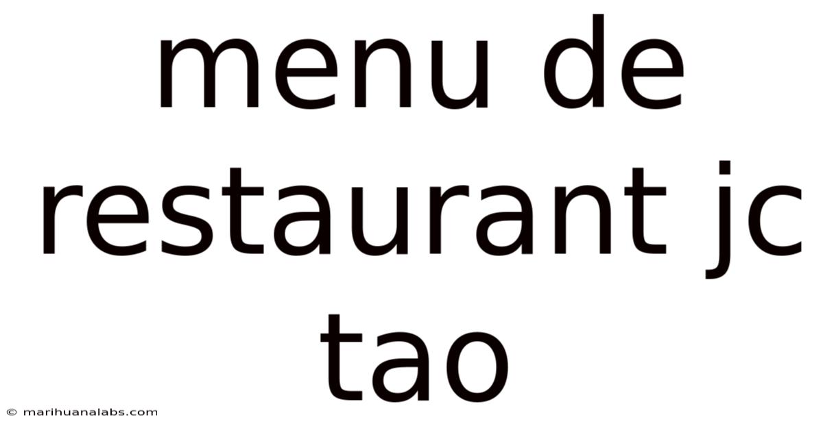 Menu De Restaurant Jc Tao