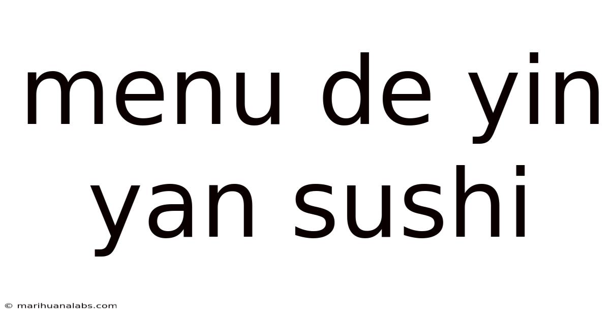 Menu De Yin Yan Sushi