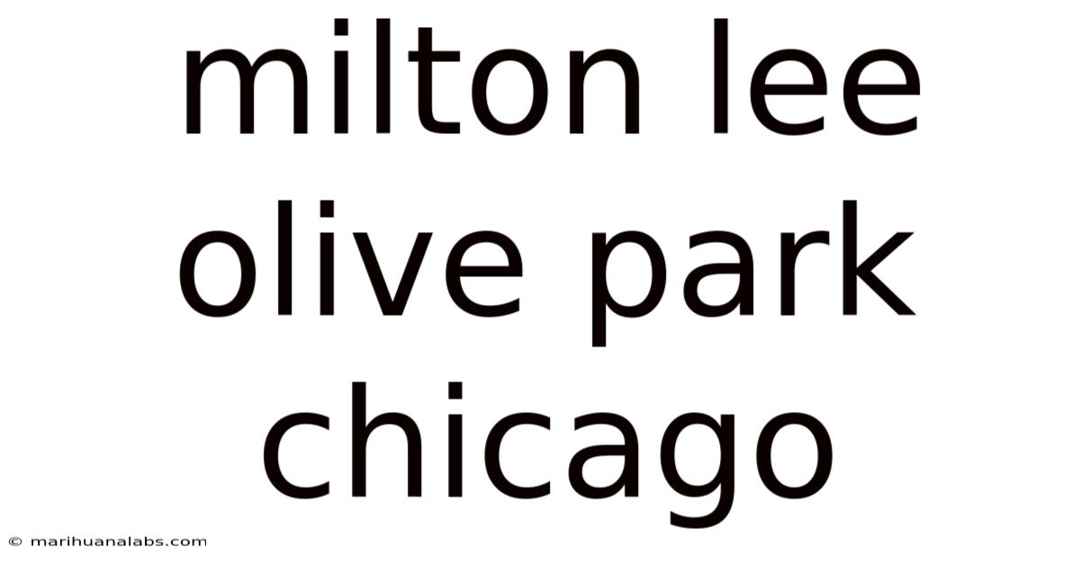 Milton Lee Olive Park Chicago