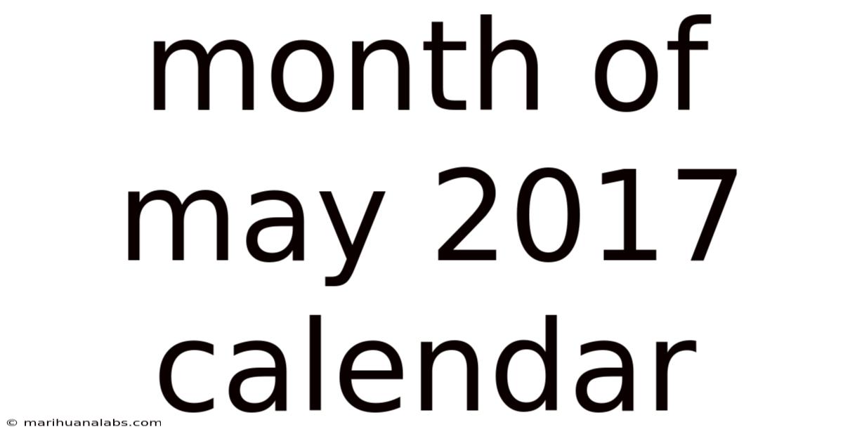 Month Of May 2017 Calendar