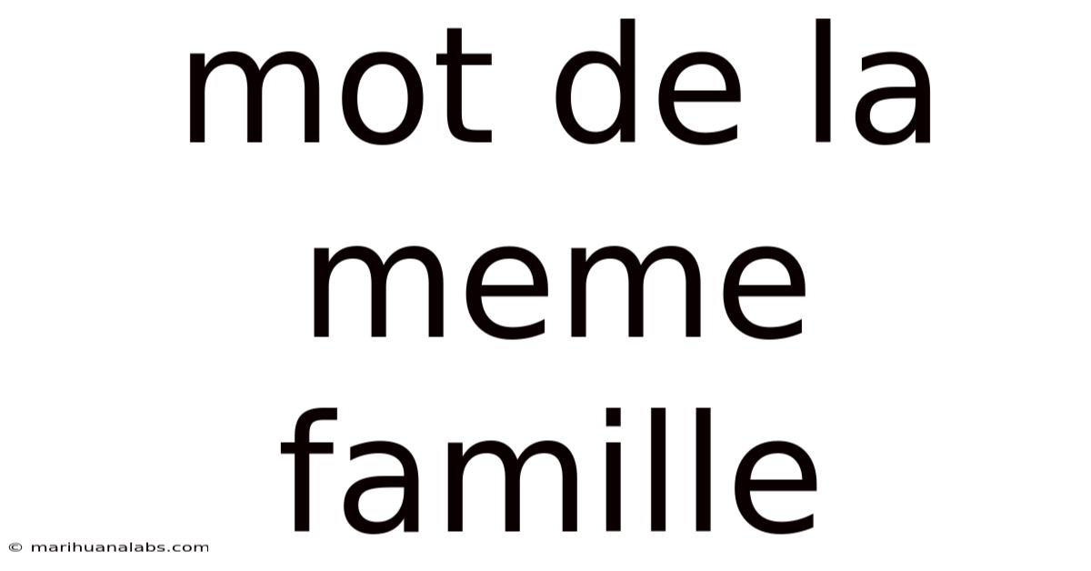 Mot De La Meme Famille