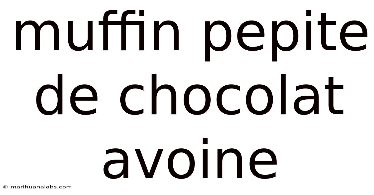 Muffin Pepite De Chocolat Avoine