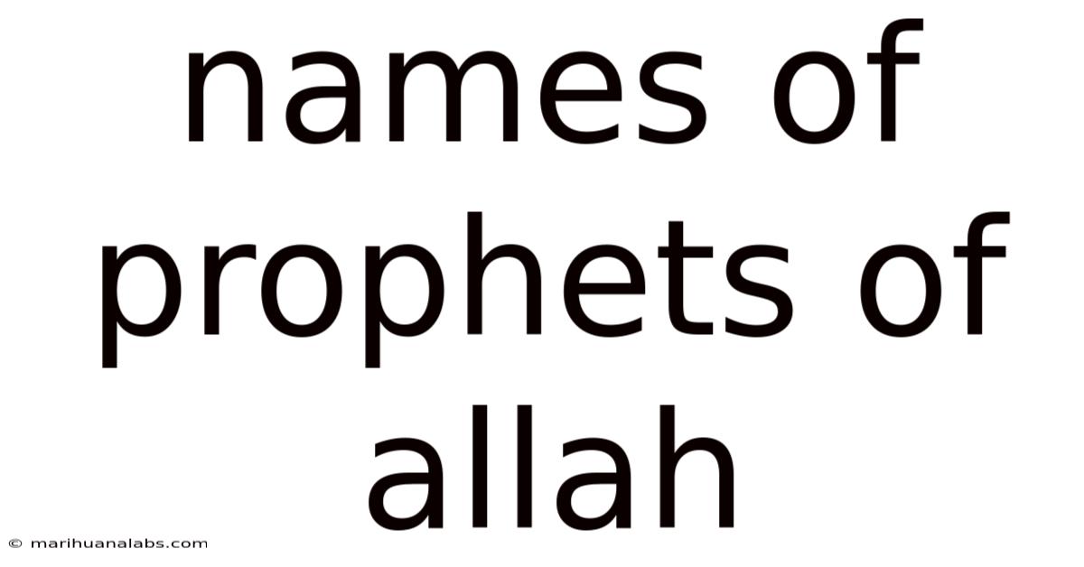 Names Of Prophets Of Allah