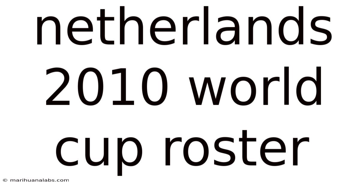 Netherlands 2010 World Cup Roster
