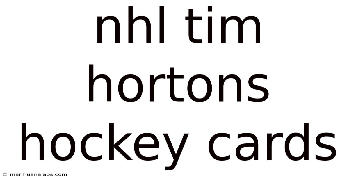 Nhl Tim Hortons Hockey Cards