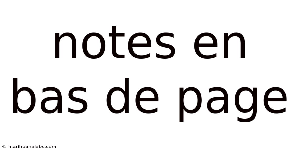 Notes En Bas De Page
