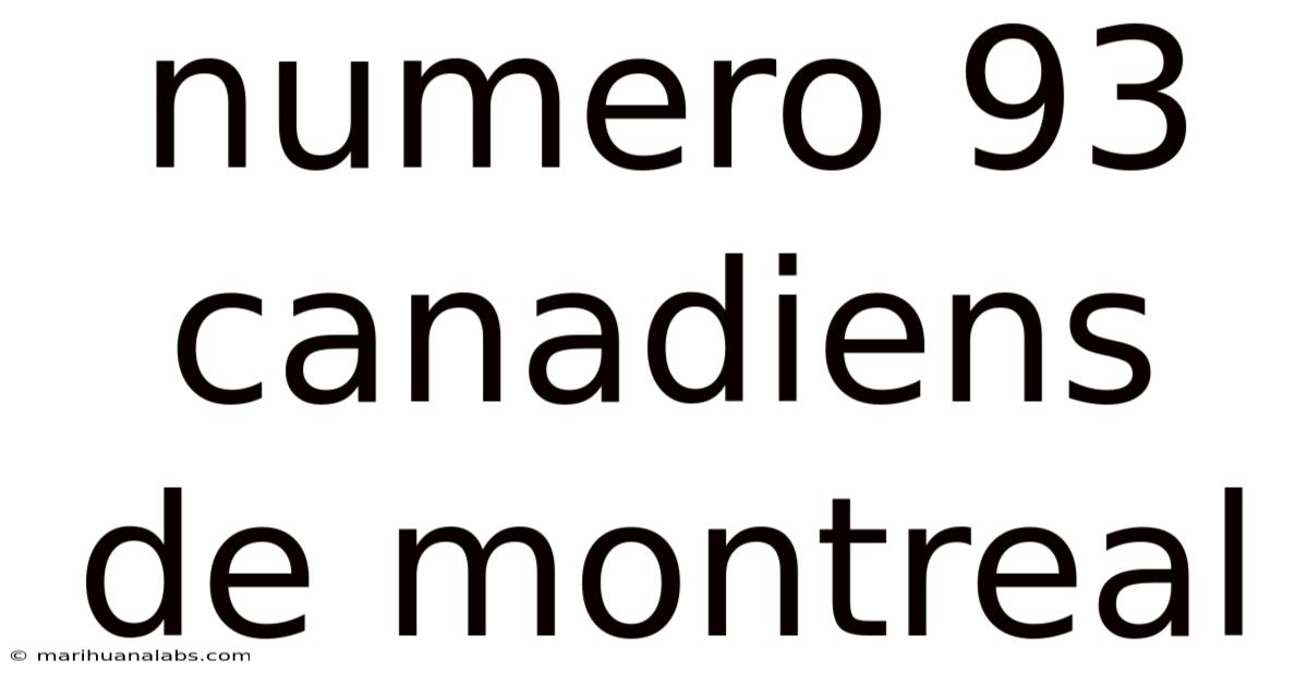 Numero 93 Canadiens De Montreal