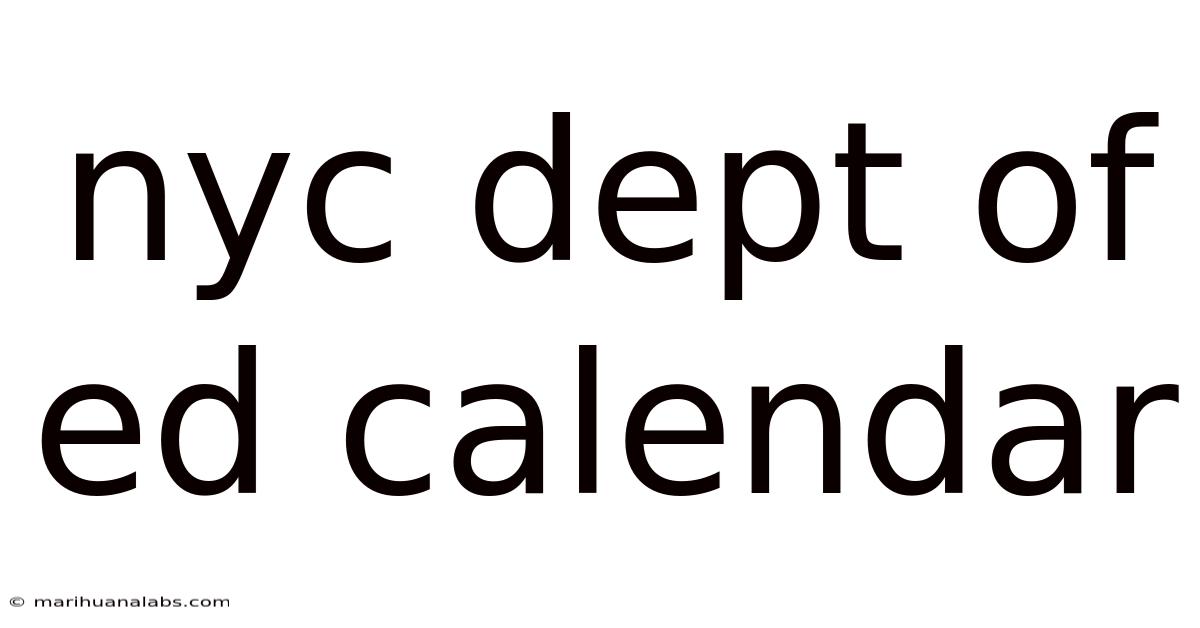 Nyc Dept Of Ed Calendar