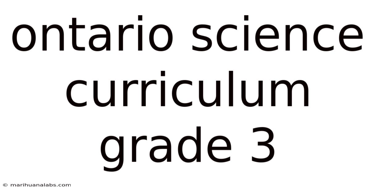 Ontario Science Curriculum Grade 3