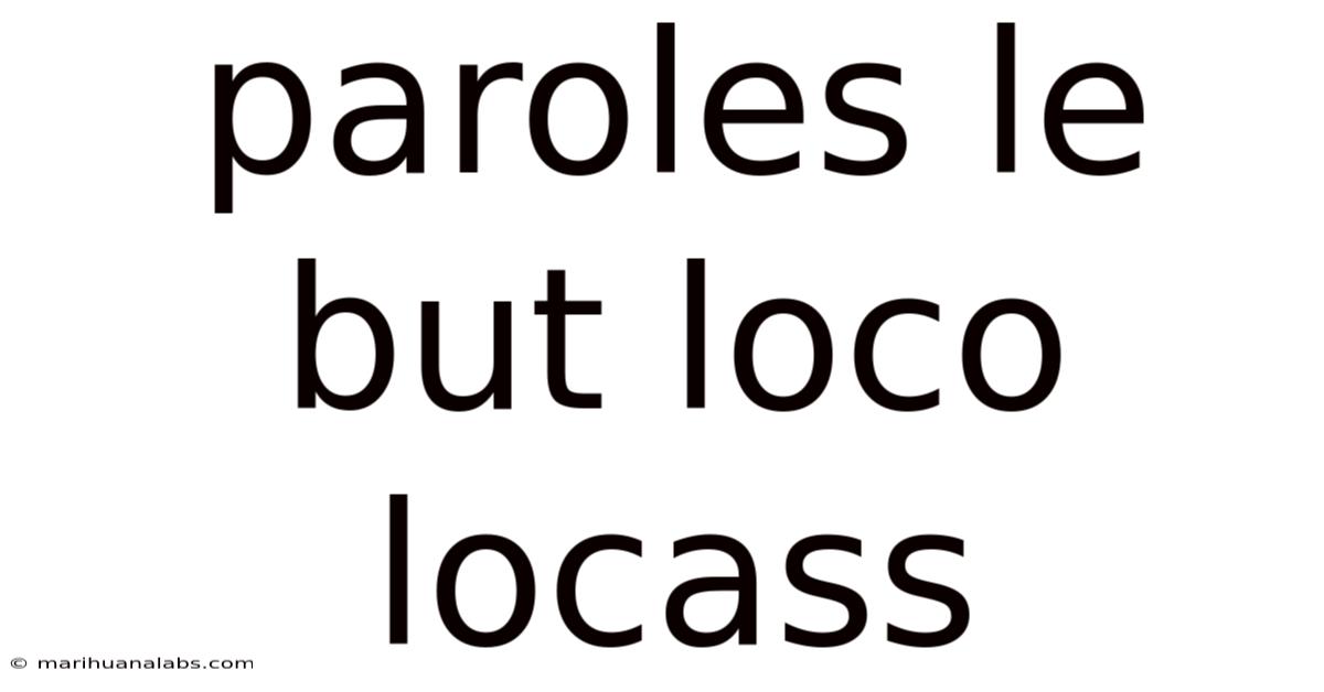 Paroles Le But Loco Locass