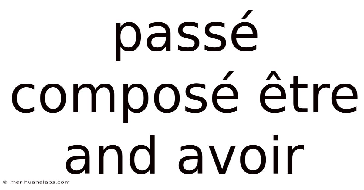Passé Composé Être And Avoir