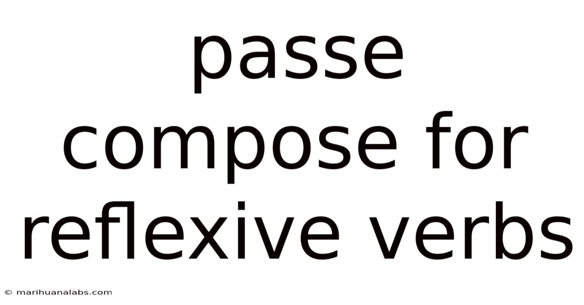 Passe Compose For Reflexive Verbs