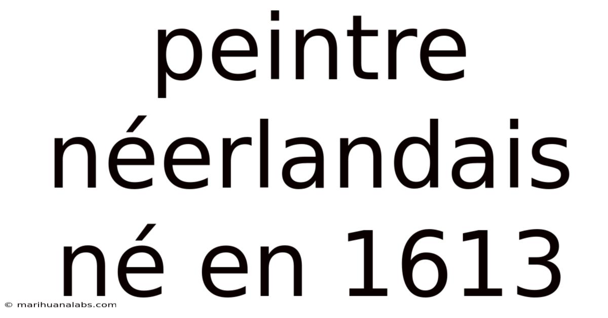 Peintre Néerlandais Né En 1613