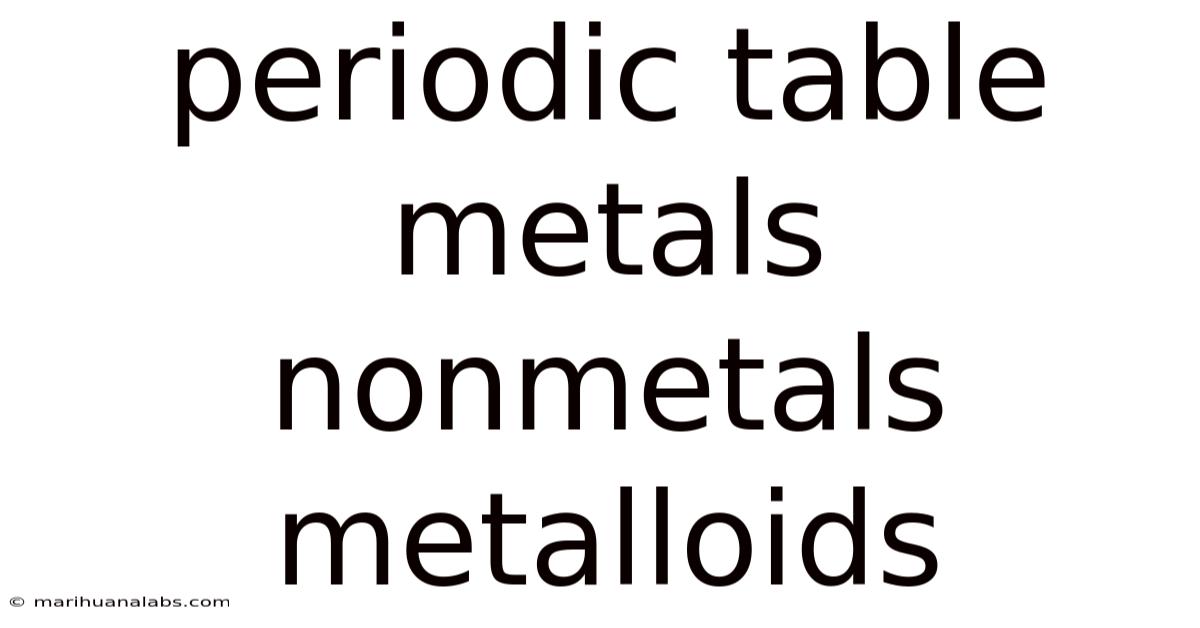 Periodic Table Metals Nonmetals Metalloids