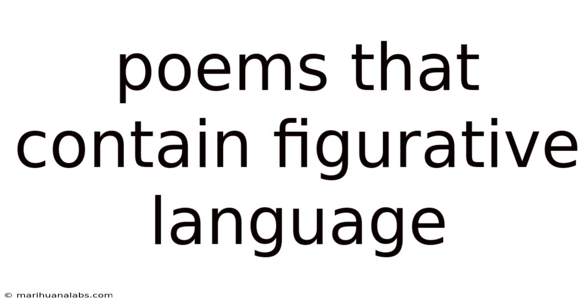 Poems That Contain Figurative Language