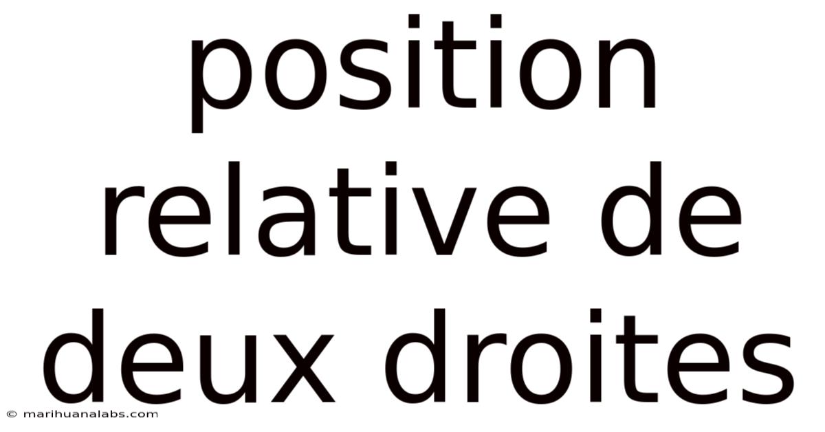 Position Relative De Deux Droites