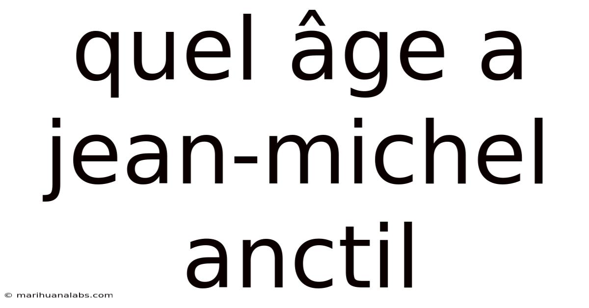 Quel Âge A Jean-michel Anctil