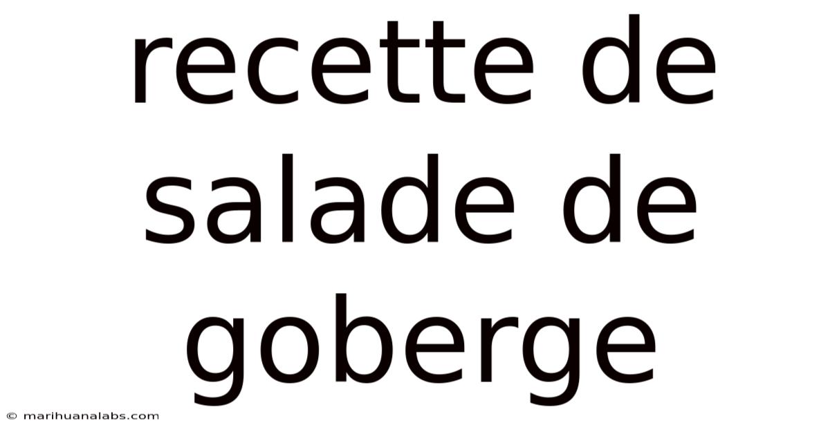 Recette De Salade De Goberge