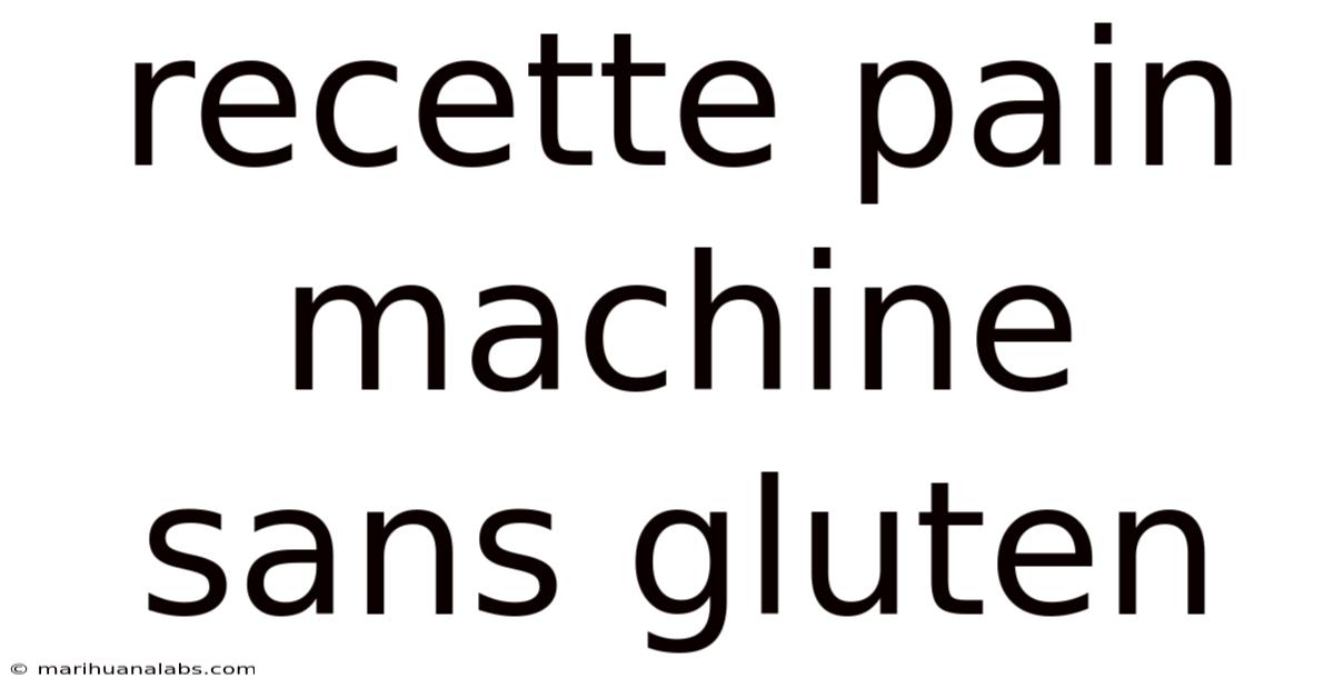 Recette Pain Machine Sans Gluten