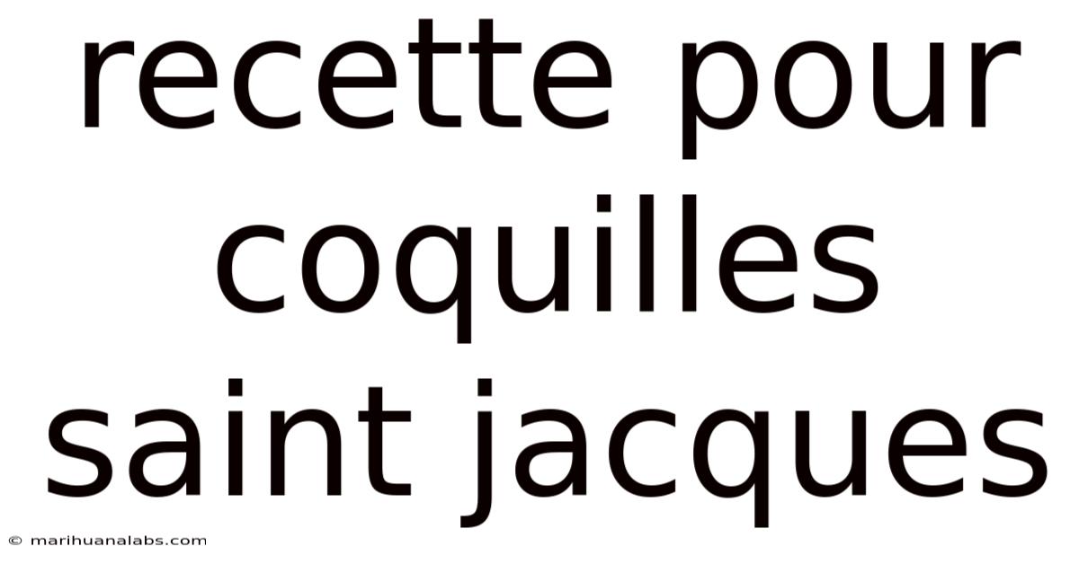 Recette Pour Coquilles Saint Jacques