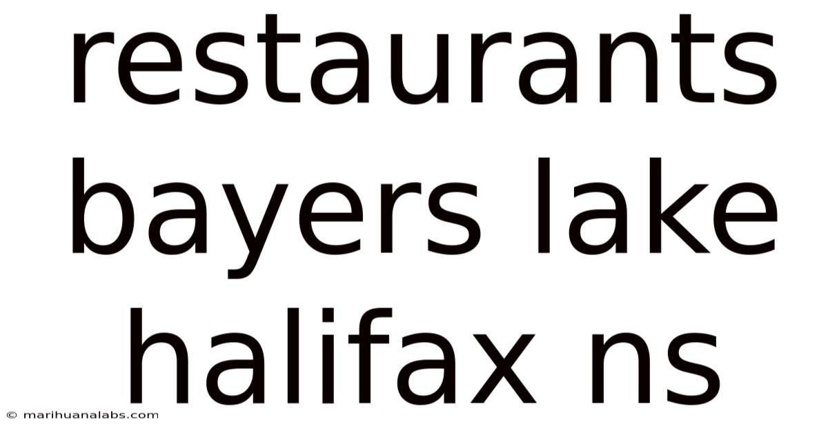 Restaurants Bayers Lake Halifax Ns