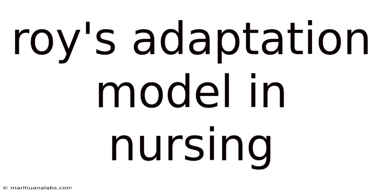 Roy's Adaptation Model In Nursing
