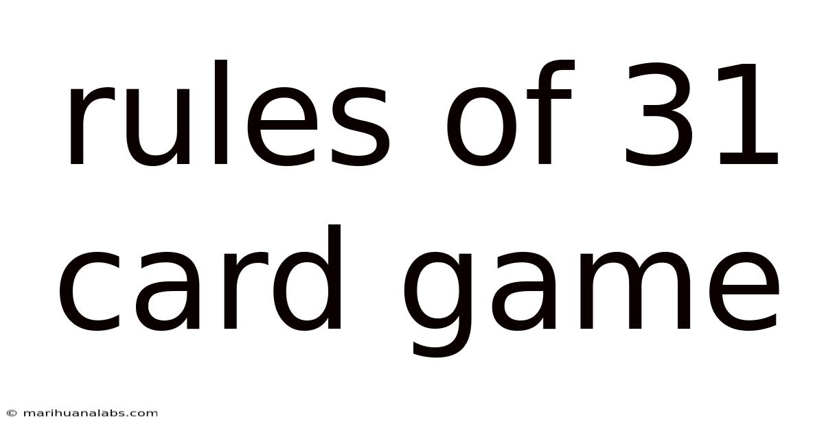 Rules Of 31 Card Game