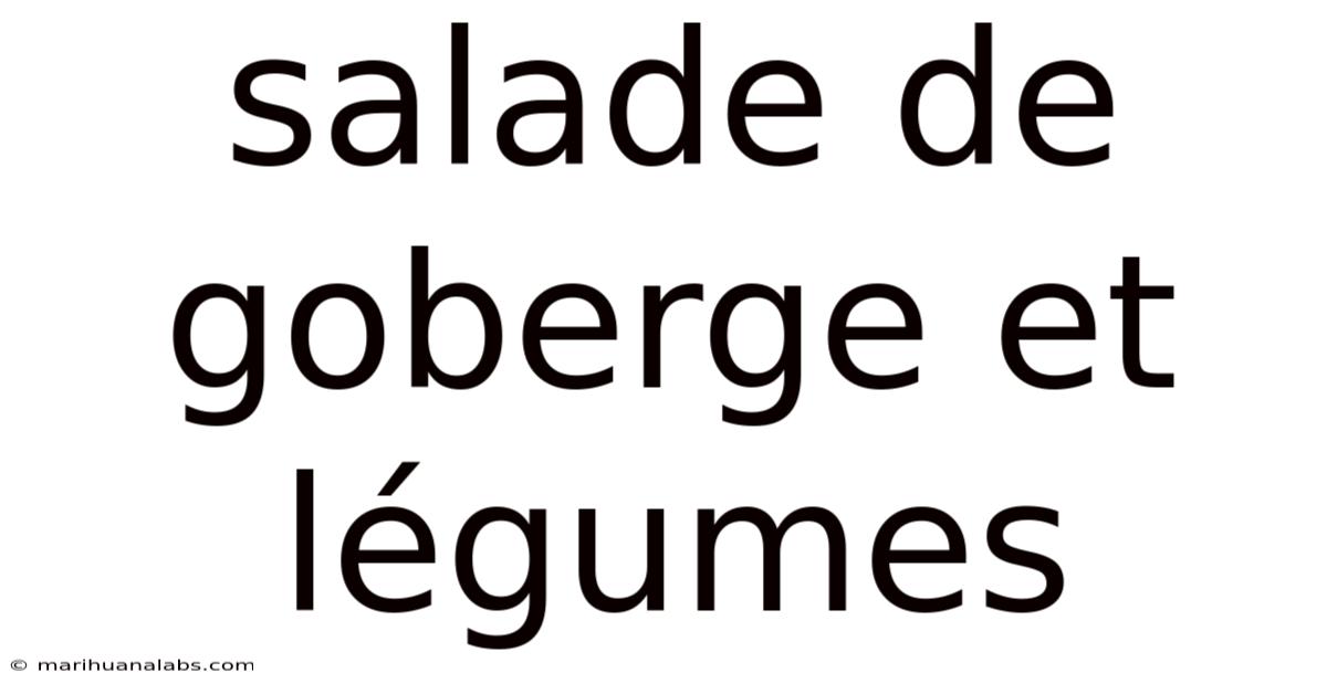 Salade De Goberge Et Légumes