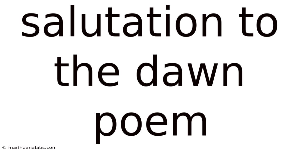 Salutation To The Dawn Poem
