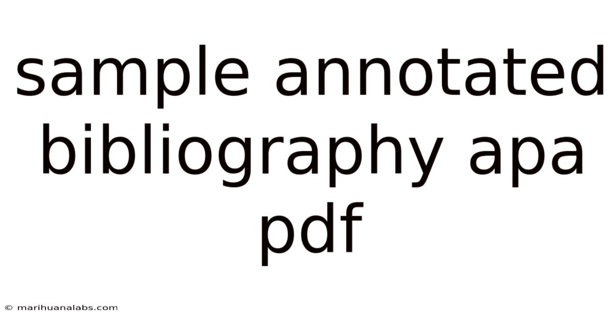 Sample Annotated Bibliography Apa Pdf
