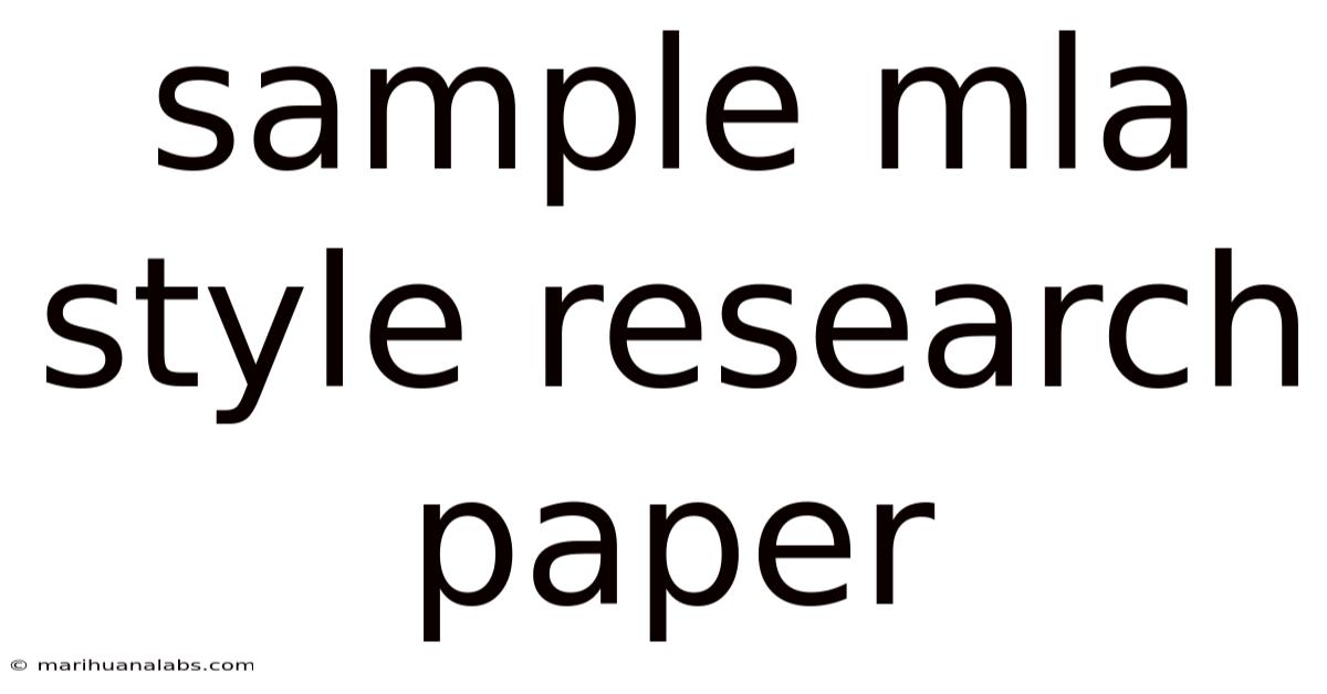 Sample Mla Style Research Paper