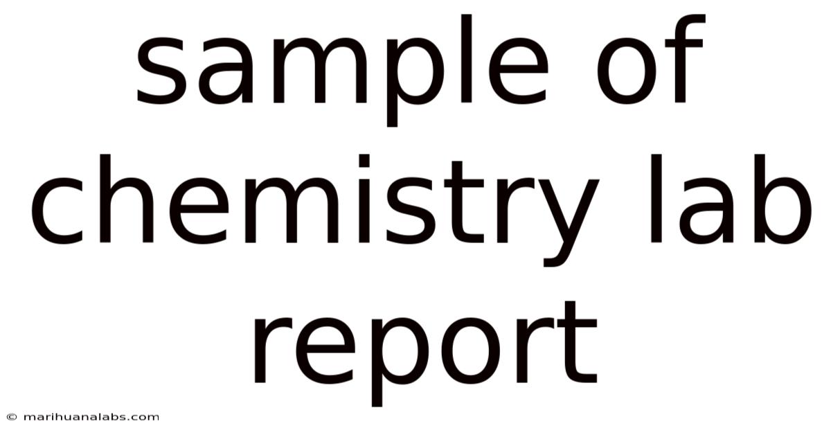 Sample Of Chemistry Lab Report