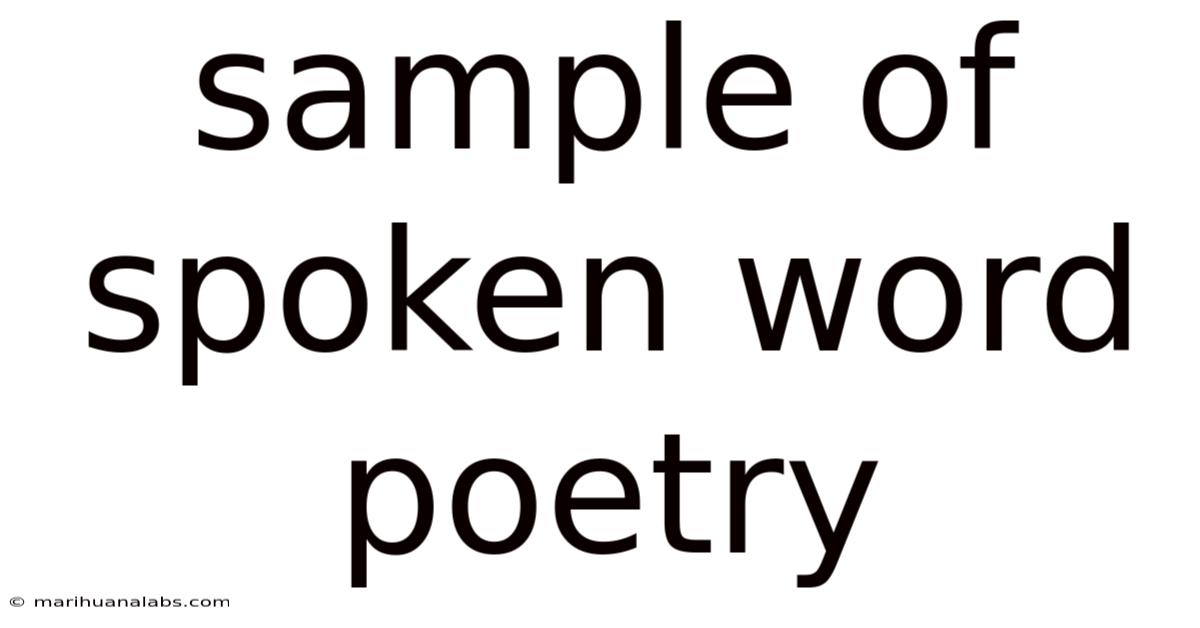 Sample Of Spoken Word Poetry