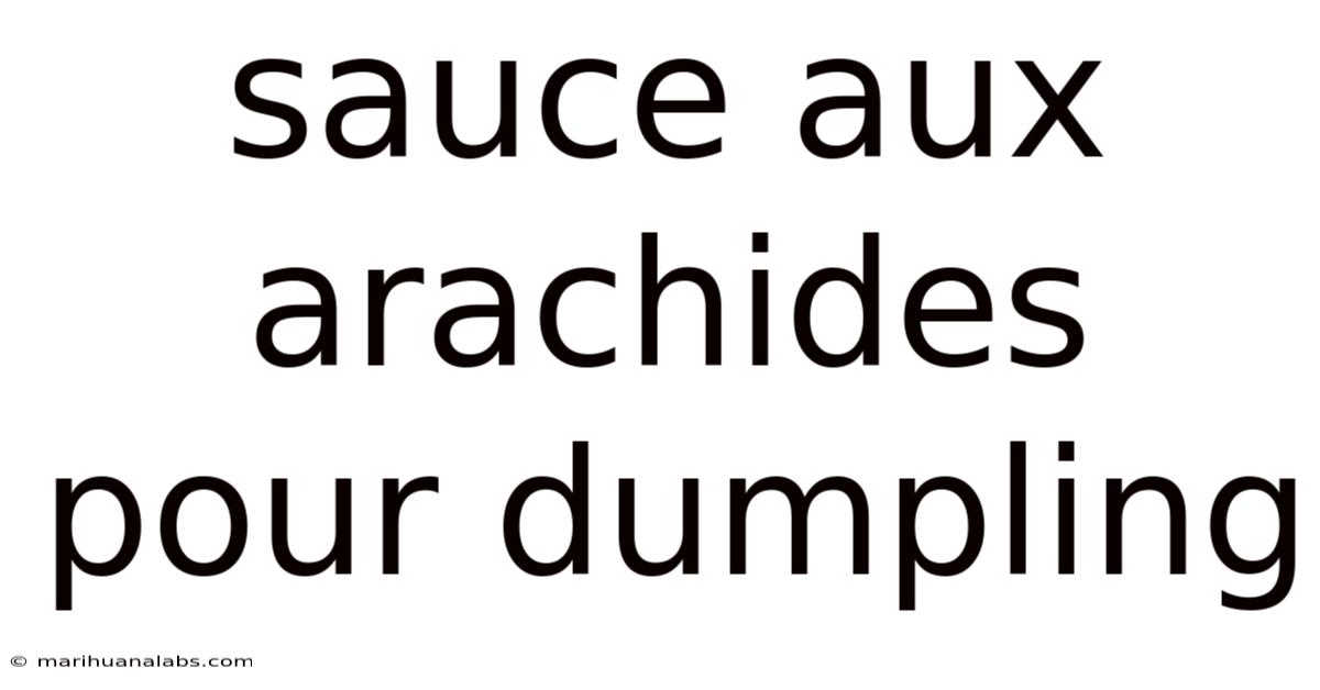 Sauce Aux Arachides Pour Dumpling
