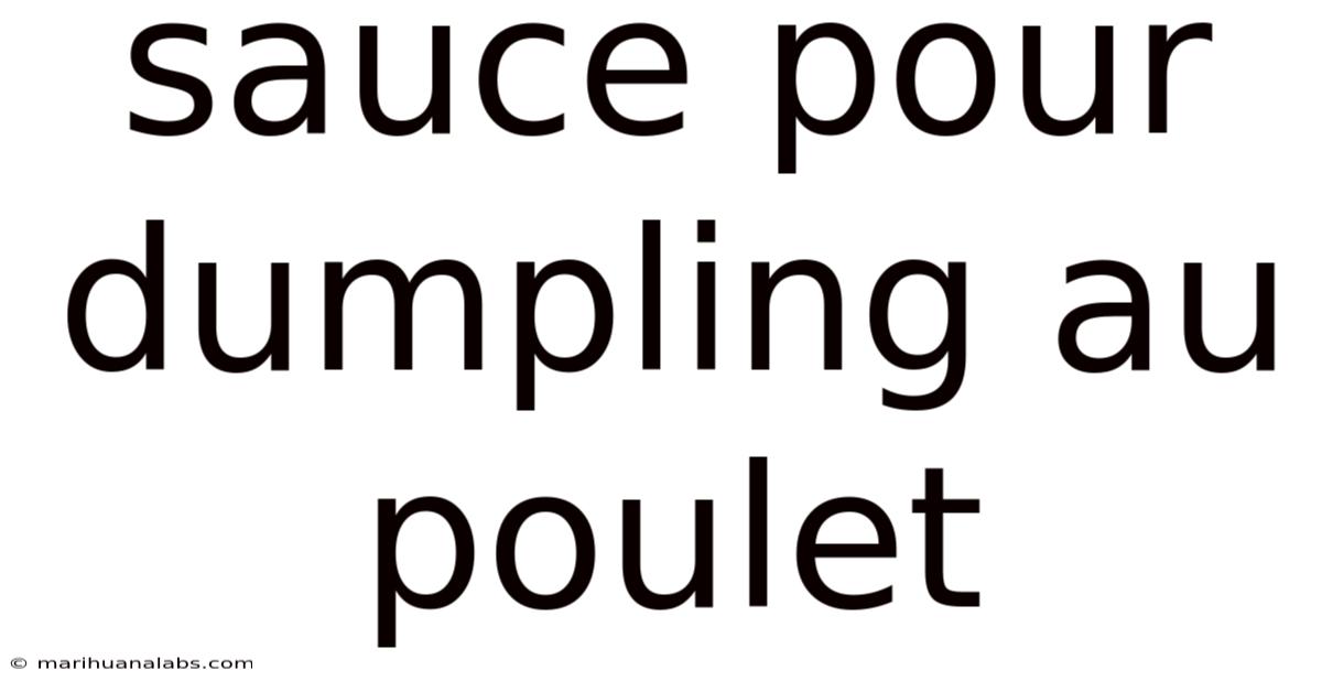Sauce Pour Dumpling Au Poulet