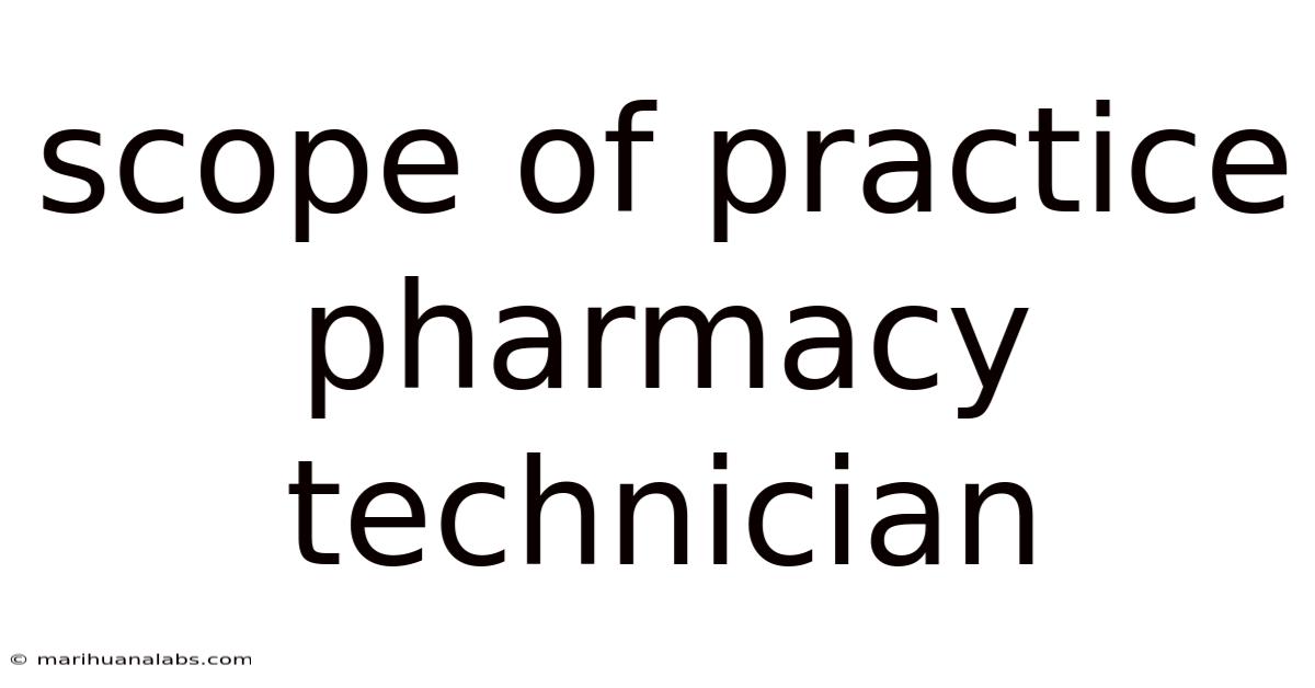 Scope Of Practice Pharmacy Technician