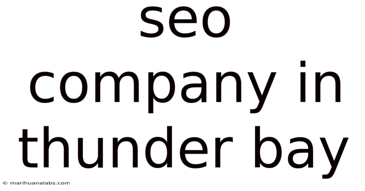 Seo Company In Thunder Bay