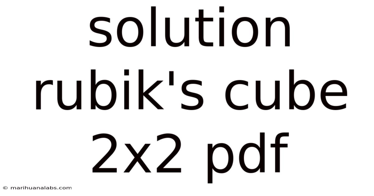 Solution Rubik's Cube 2x2 Pdf