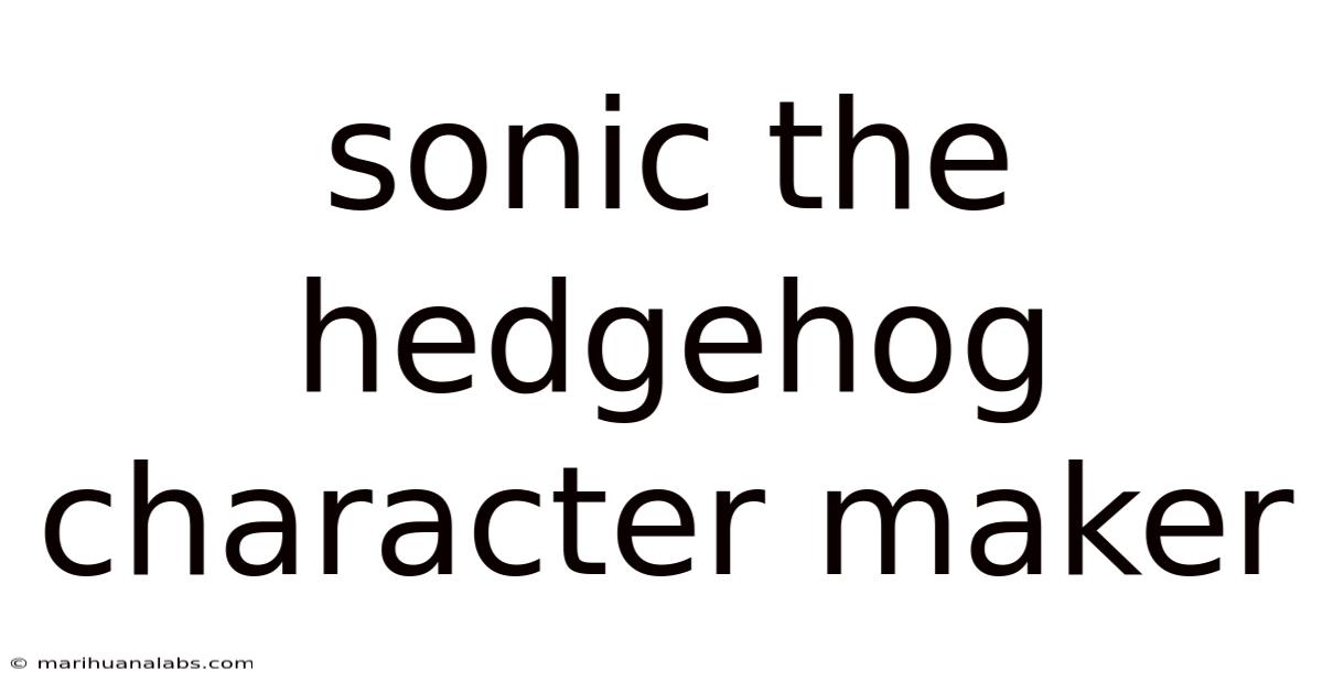 Sonic The Hedgehog Character Maker