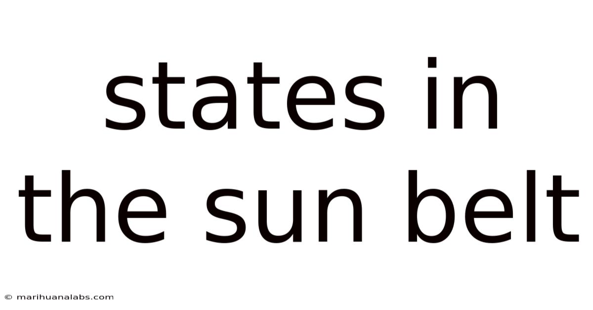 States In The Sun Belt
