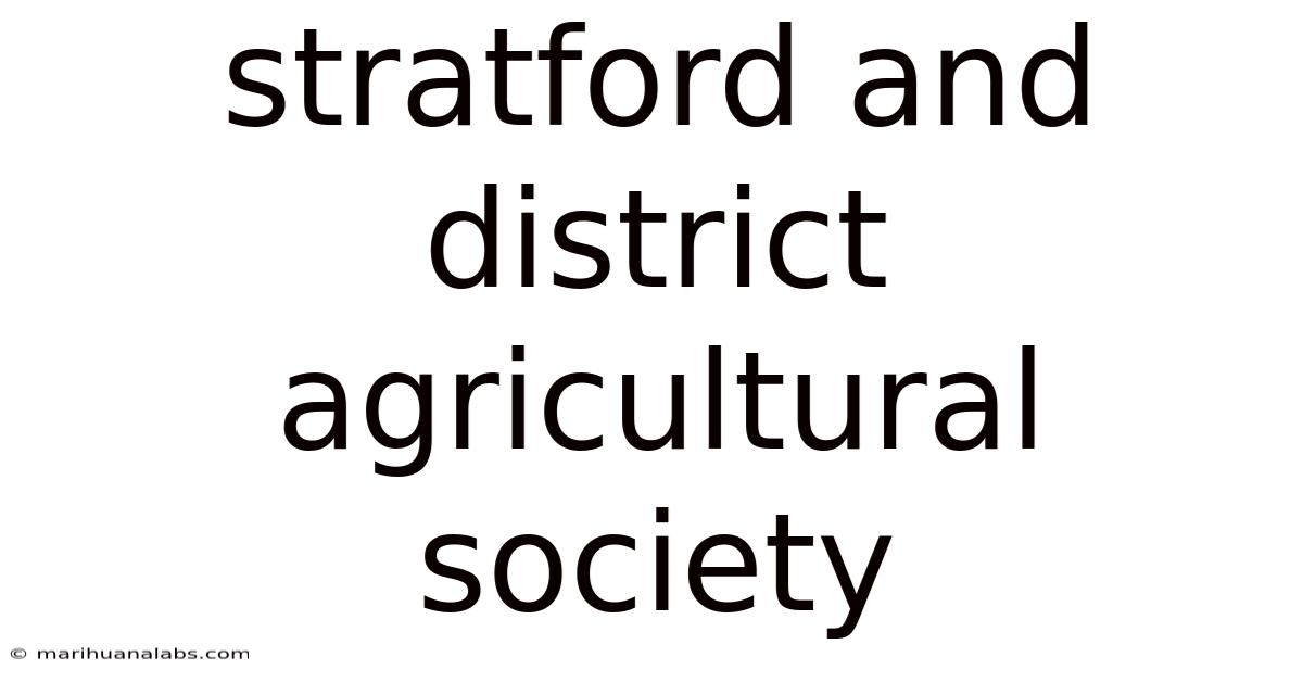 Stratford And District Agricultural Society