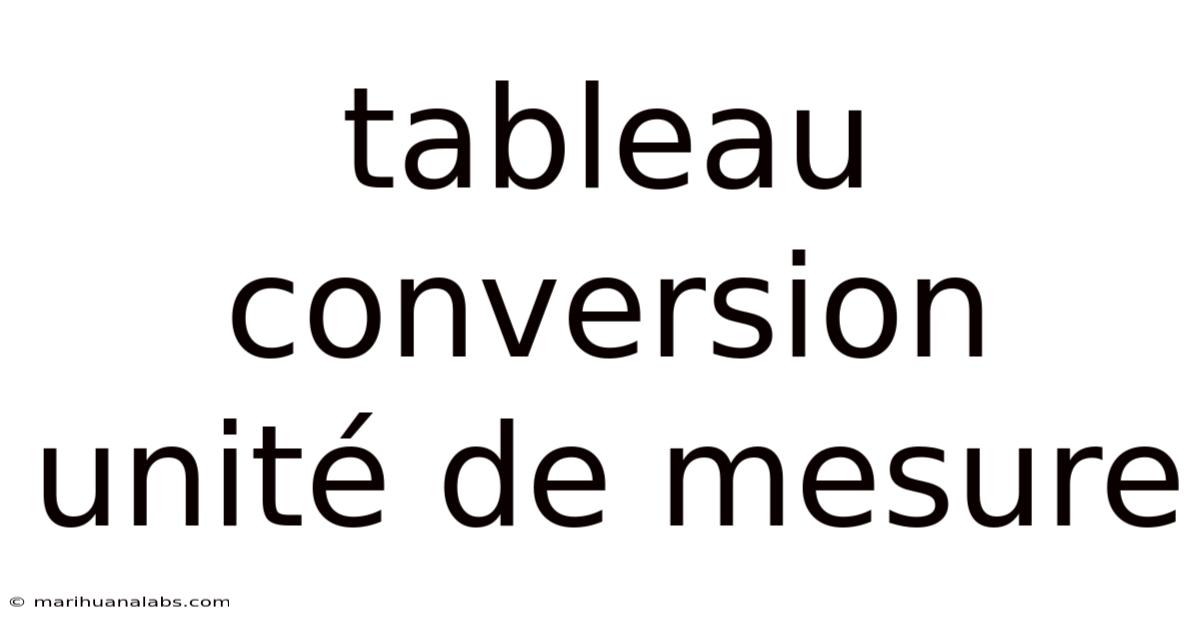 Tableau Conversion Unité De Mesure