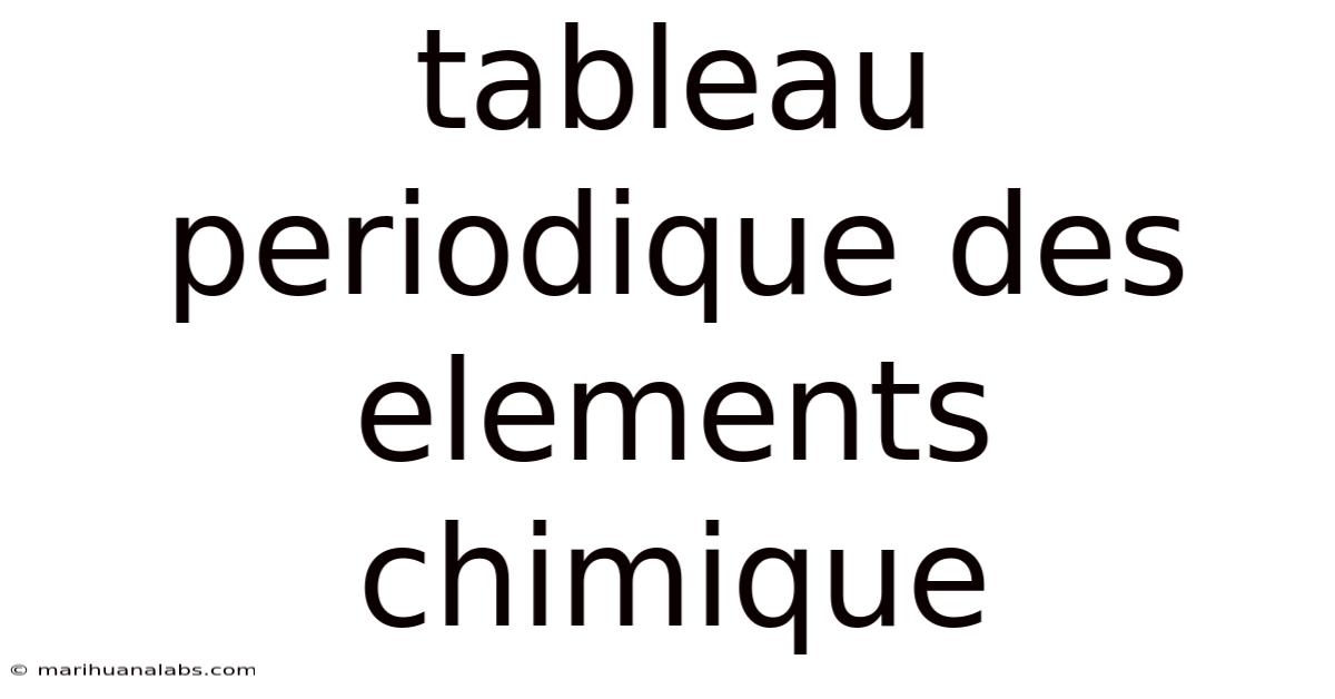 Tableau Periodique Des Elements Chimique