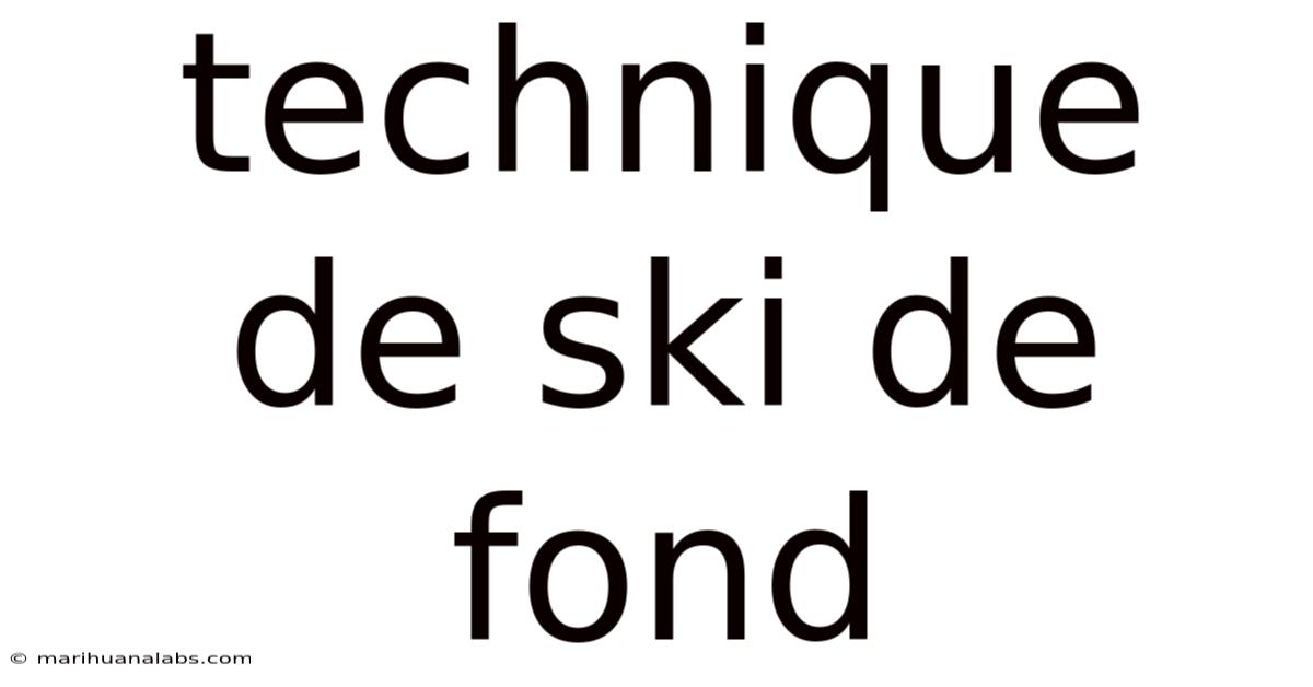 Technique De Ski De Fond